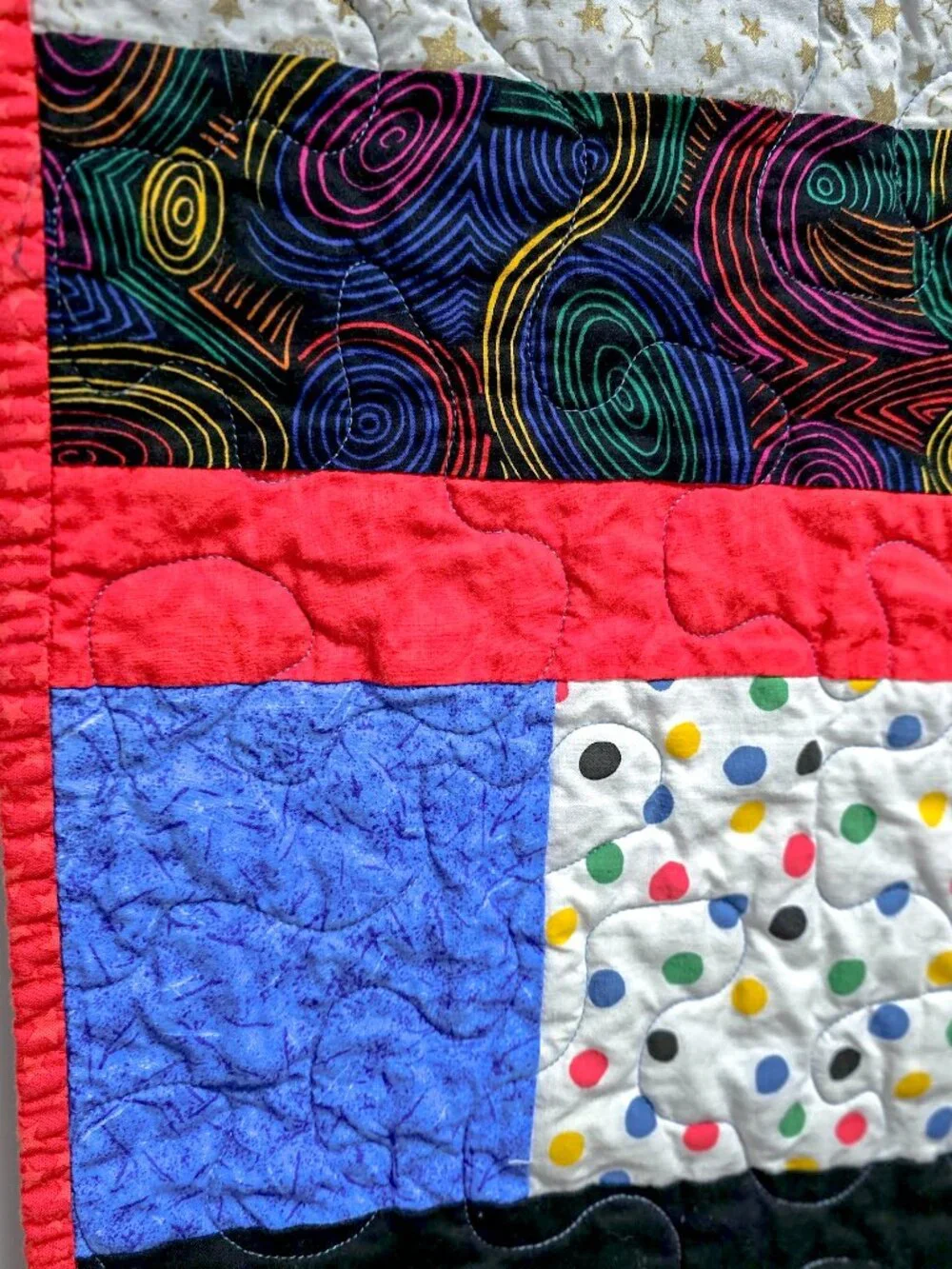 Retro Handmade Baby Quilt 36x45 | Clifford The Big Red Dog Crib Blanket